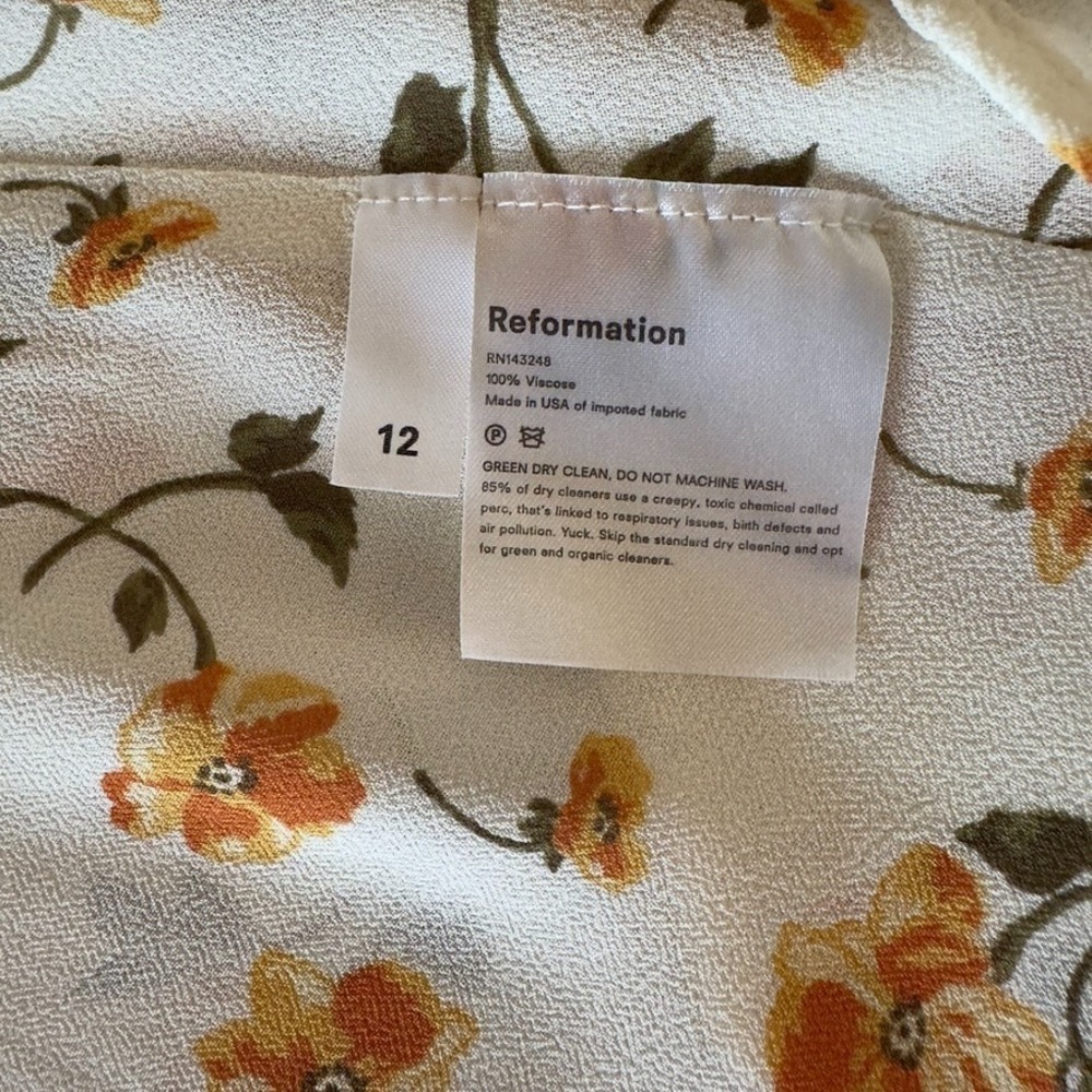 Reformation Floral Wellfleet Back Cutout V-neck Midi Dress-Sz 12-Limonada Print - Picture 13 of 16